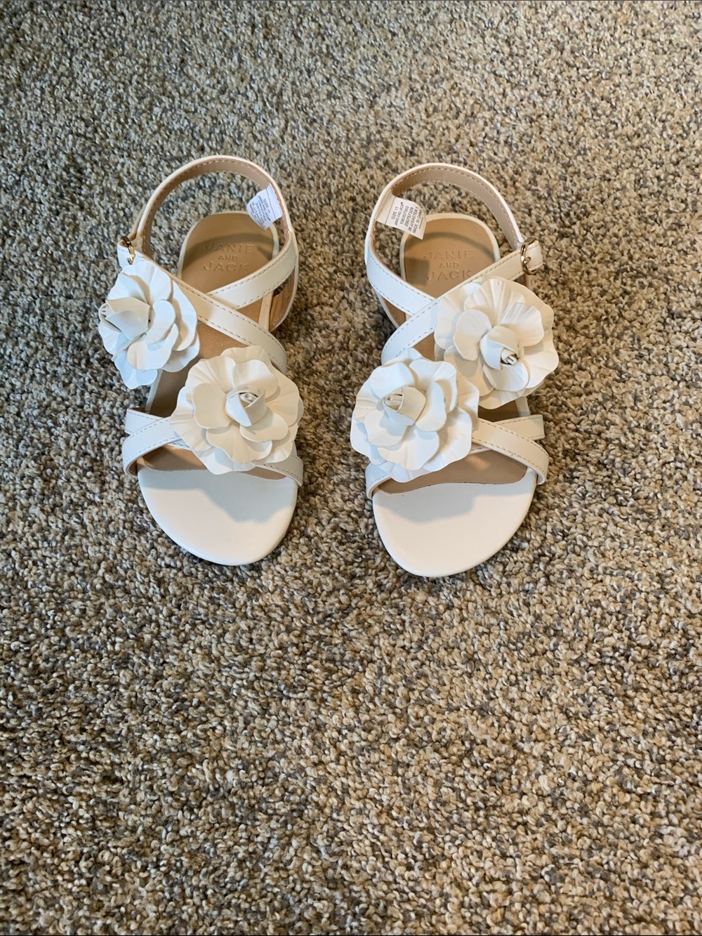 Janie and Jack Ivory Floral Strap Sandals